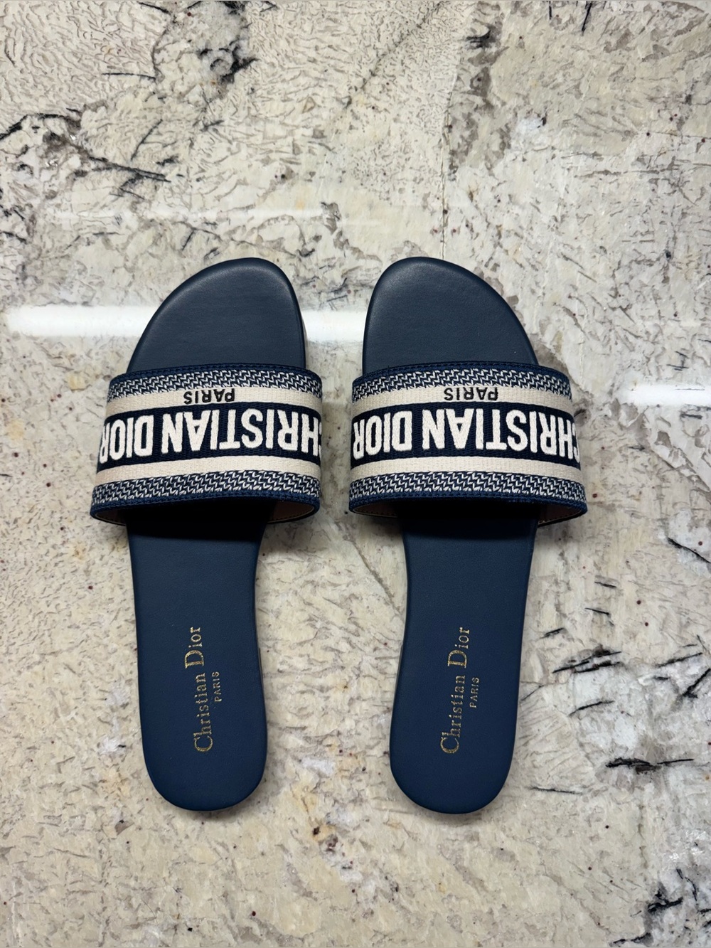Christian Dior blue and cream sandals - never worn 9 or 9.5